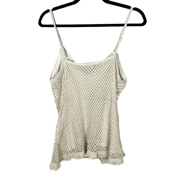 Vintage Y2K Cream Silk Blend Crochet Tie Bust Babydoll Tank Size Medium 8 - 10 - Picture 4 of 5